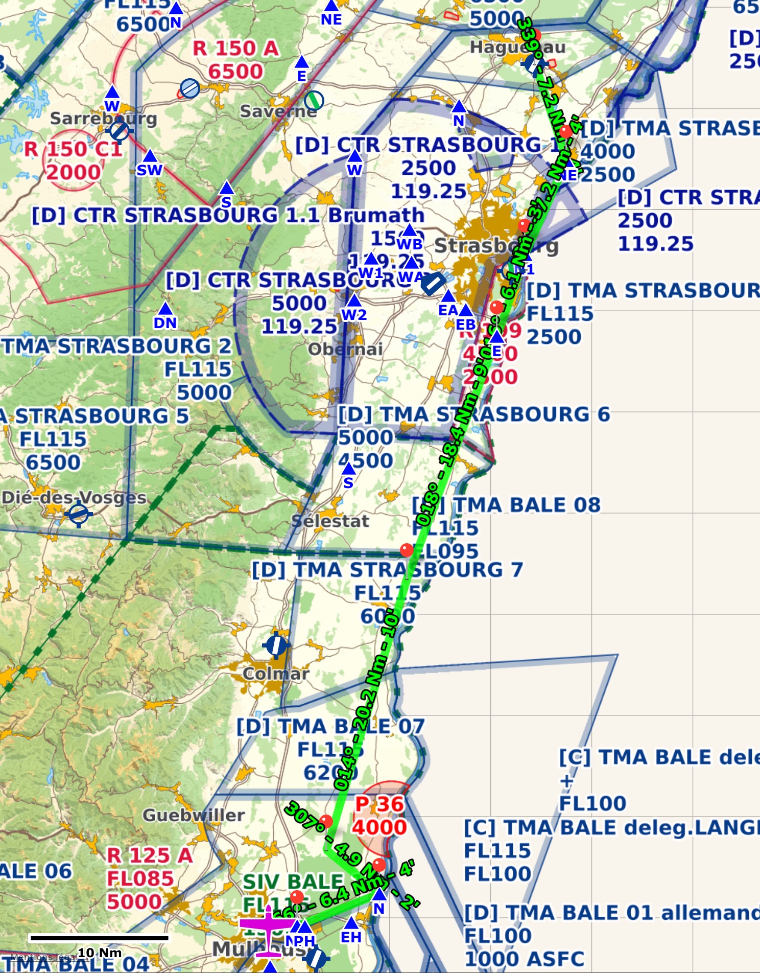VFR Flight LFGB-LFSH