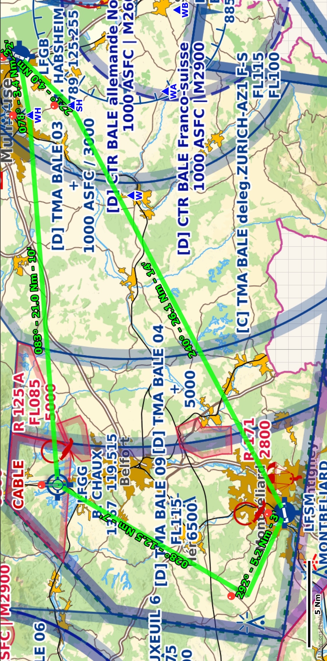 VFR Flight LFGB-LFSH