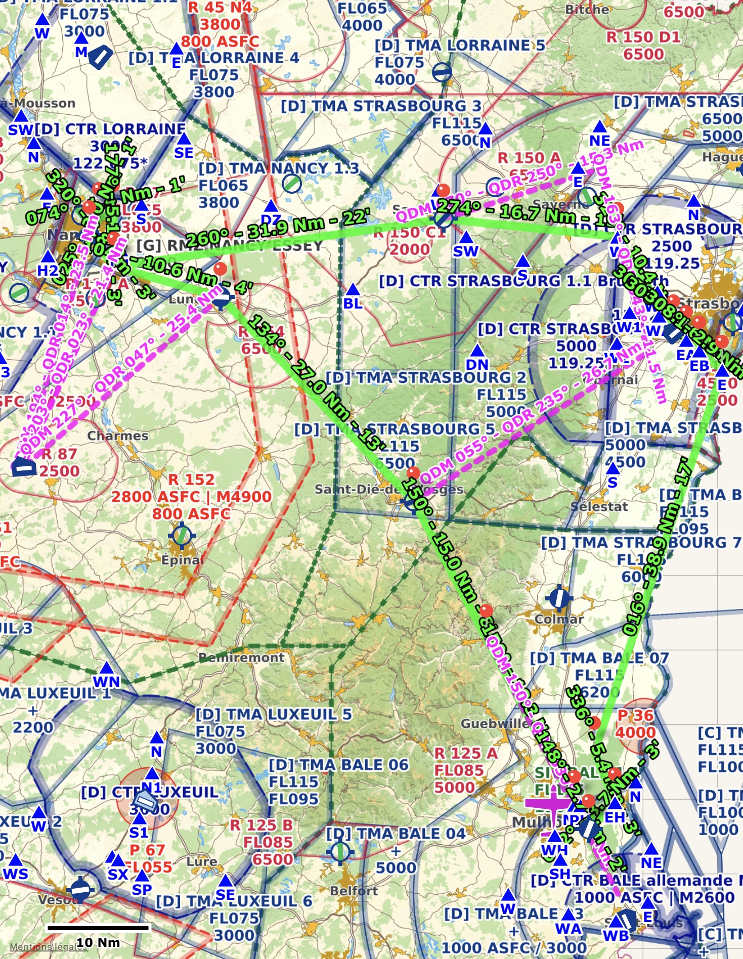 VFR Flight LFGB-LFSH