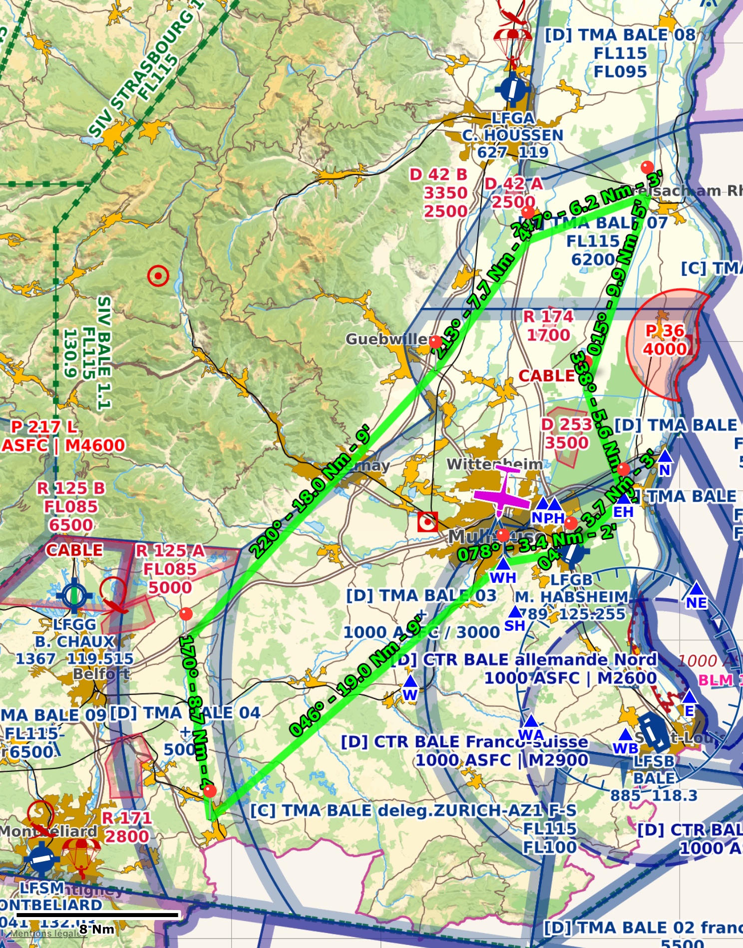 VFR Flight LFGB-LFSH